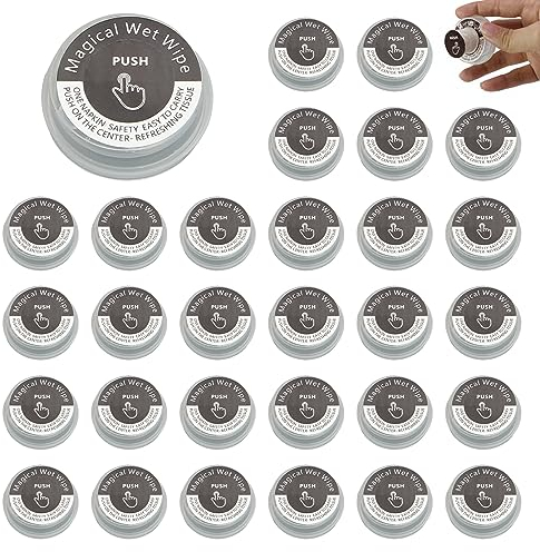 Agatige Toallitas Húmedas De Viaje De 30 Unidades, Toallitas Húmedas Desechables Portátiles Con Separación Seca Y Húmeda Toallitas De Manos Toallitas Comprimidas Para Exteriores Para Viajes Camping