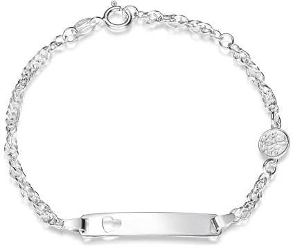 SILBERKETTEN STORE DEIN SCHMUCK ONLINE SHOP ID-Gravurarmband Singapur 2,8mm Lebensbaum | Herz in der Gravurplatte | aus echt 925 Silber | inkl. Gravur