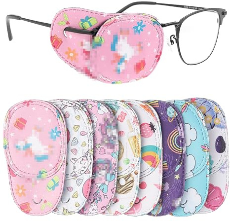 8 Pezzi Patch Occhi per Bambini Maschere per Gli Occhi Colorate per Bambini Eye Patch Sinistro e Destro Bende Oculari per Bambini Ragazzi Ragazze Occhiali Benda Pcchio