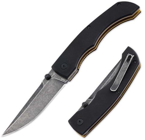 BÖKER PLUS® Poke Knife - Einhand Klappmesser mit D2 Stahl Klinge - Taschenmesser mit Daumen-Pin - 1 Handmesser mit Linerlock - EDC Messer mit G10 Griff schwarz - Faltmesser mit Etui & Geschenk-Box