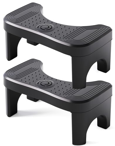 Recximi Toilettenhocker, Töpfchen-Hocker für Badezimmer, 17,8 cm, für Erwachsene und Kinder, abnehmbare Fußstufe für Toilette, mit doppeltem Anti-Rutsch-Design, Schwarz, 2 Stück