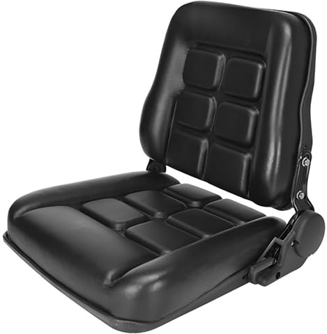 RVUEM Universal Forklift Seat, Adjustable Tractor Seat, with 180° Adjustable Backrest Angle, Heavy Mechanical Seat Replacement, for Skid Loader, Lawn Mower, Trenchers,Black,Style A