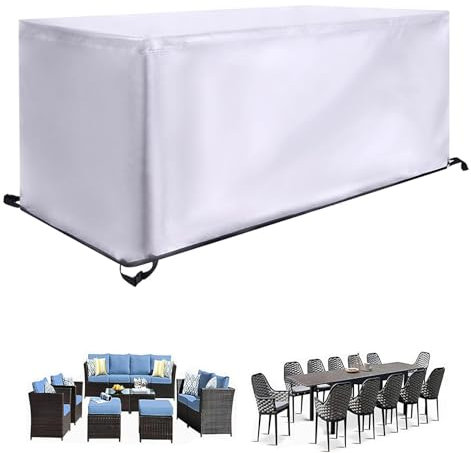 Outdoor Furniture Covers Waterproof, 143x123x65cm Heavy Duty Oxford Fabric Garden Furniture Covers Waterproof Garden Table Covers Waterproof Rectangular Garden Storage Cover Garden Chairs Cover