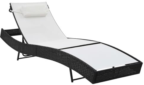 LAPOOH Sonnenliege mit Auflage Poly Rattan Schwarz, Gartenliege, Liegestuhl, Sonnenstuhl, Sonneninsel Outdoor, Liegen, Gartenmöbel, Bäderliege, Relaxliege - 44718