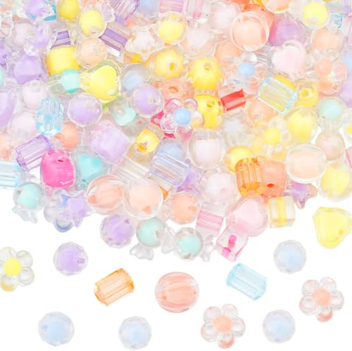 SOFPLATE 160 stycken 8 stilar akryl godispärlor Kawaii pärlset klar söt stjärna pumpa blommor åttkantig kub lösa avståndspärlor för smyckestillverkning armband halsband örhängen tillbehör