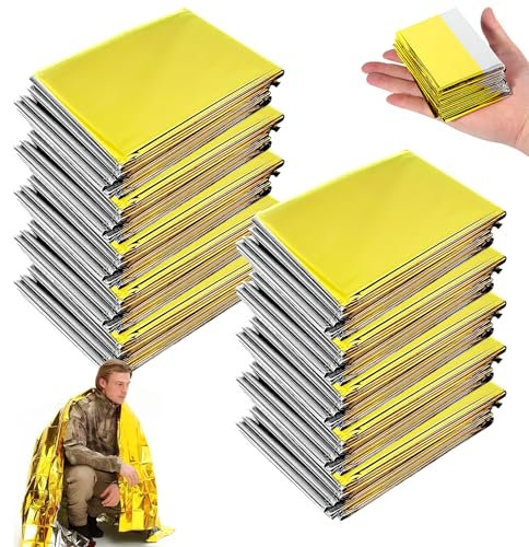 HENGBIRD coperta termica emergenza, 10 pezzi, color oro, argento, 210 x 160 cmtelo termico, coperta isotermica, coperte termiche, per primo soccorso, escursionismo
