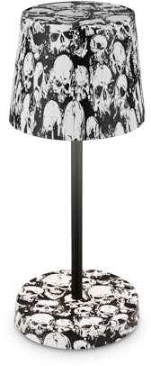 BRILONER - LED Tischlampe kabellos IP44 mit Touch, dimmbar in Stufen, Spritzwasserschutz, Nachttischlampe, Leselampe, LED Lampe, Campinglampe, Tischleuchte, Outdoor Lampe, 26x10,5 cm, Skulls Motiv