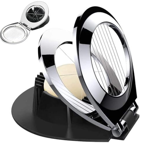 Stainless Steel Egg Slicer for Boiled Eggs, Strawberry and Fruit Garnish With 3 Slicing Styles, Heavy Duty, Dishwasher Safe