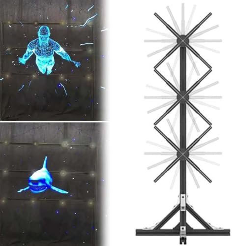 Ventilatore Olografico 3D, Perline Lampada a LED Proiettore Di Macchina Pubblicitaria Olografica Rotante Con Wi-Fi E Bluetooth, App E Telecomando, Per Luce Olografica Halloween