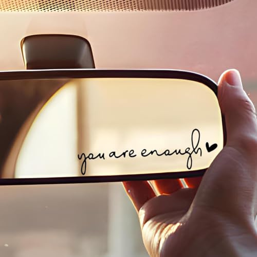 Whakano 4 Stück Auto Aufkleber You Are Enough,Aufkleber für Rückspiegel und Fenster,Autospiegel Aufkleber,Wasserdichter Aufkleber Autodekoration,Spiegelaufkleber,Geschenk für Frauen,Schwarz