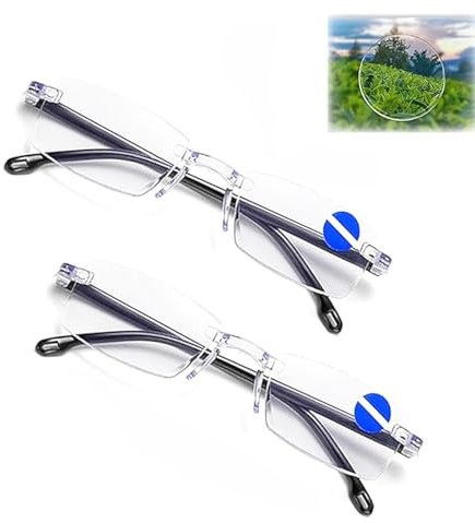 2 Stück Autozoom Lesebrille, Intelligente Zoom Lesebrille Herren Damen,Anti Blaulicht Brille, Automatische Lesebrille Brille mit Sehstärke, Gleitsichtbrille Smart Glasses, Perfekte Geschenk (QE)