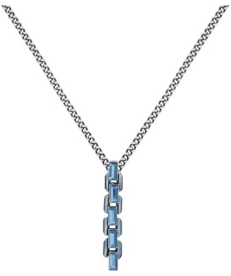 Konplott: Kette/Anhänger Industrial Snake, moderner Gliederanhänger mit Baguette-Kristallsteinen inklusive Kette, für Damen/Frauen (blau)