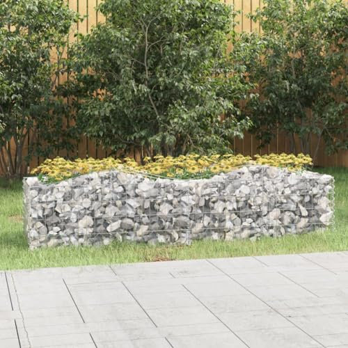 IKAYAA Jardinera de Gaviones Rectangular Gaviones de Piedra Muro de Gaviones Acero Galvanizado 200 x 50 x 50 cm