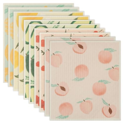 GUIJZSLTRG 10Pcs Swedish Dishcloths for Kitchen, Reusable Sponge Cleaning Cloths Absorbent Dish Towel Washable Paper Towels Fast Drying Cleaning Wipes No Odor for Home Kitchen Counters(Style 2)