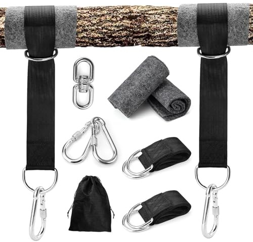 SHENGYIG 90cm Schaukel Aufhängung mit D-Ringen, Hält bis zu 500 kg | Schaukel Befestigung, Hängesessel Befestigung mit Baumschutz Polster, Schaukelseile für Baumschaukelsitz, Hängematte, Planke