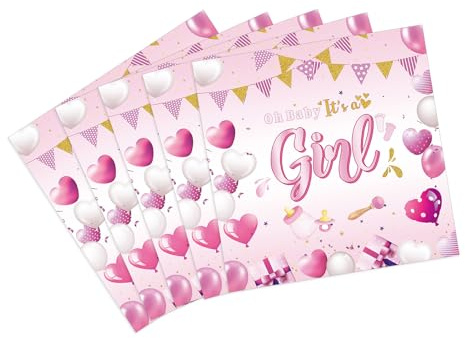 Gleemix 20 Stück Rosa Servietten Babyparty Mädchen, 33x33cm Its a Girl Gender Reveal Partydeko, Welcome Home Baby Girl, Servietten Geburtstag Mädchen, für Gender Reveal Deko Baby Shower Deko Tischdeko