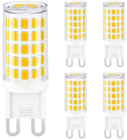 Linqzxz G9 lampadine a LED, 3000K bianco caldo, 5W equivalente a 50W alogena, attacco Bipin, per uso domestico e ufficio, non dimmerabile, confezione da 5