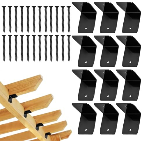 Staffe Forti Per Collegamento | 12 Pezzi Clip Angolari per Tetto,Connettori Per Strutture In Legno Da Esterno Per Pergolato Capannone Gazebo Ringhiera Trave