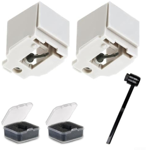 Aguja de repuesto ATN3600L para tocadiscos Audio-Technica AT-LP60X Stylus para modelos de cartucho AT3600 AT3650, incluye cepillo de limpieza para mantenimiento de discos de vinilo (2 unidades)