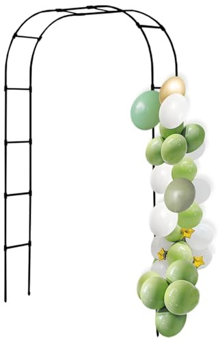 Arche de jardin en métal pour plantes grimpantes - Pergola robuste de 2,4 m - Treillis de mariage - Support extérieur pour vignes et roses - Noir - 150 x 240 cm (l x H)