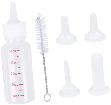 GANAZONO Transparent Pet Nurser Bottle for Dogs and Cats with Silicone Replacement Nipples and Cleaning Brush Portable Milk Feeder for Puppies Kittens Rabbits Safe PP Material