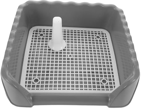 WEKADRIN Bac à Litière pour Chien D’intérieur avec Grille Anti-salissures, Poteau D’Attraction, Plastique Facile à Nettoyer, Taille Moyenne, pour Chiots et Chiens Moyens, Usage Intérieur et Balcon