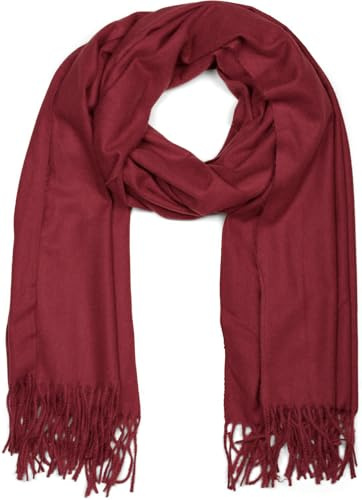 styleBREAKER Unisex vävd viskoshalsduk med fransar,WeinRöd