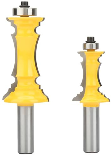 Fresa para Molduras de Corona 1 / 2 Pulgada, 2 Piezas, Cuchilla de Molienda para Carpintería - Acero Endurecido, Recubrimiento de Teflón, Uso en Madera y Materiales Compuestos