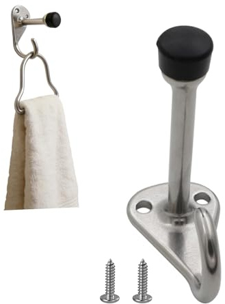 Nevalerra Türstopper Für Die Wand - Leiser Schutz Und Stopperblocker Mit Haken | Mit Edelstahl-Bügel und -Dämpfung als Türhalter und Stopper,Für Badezimmer Schlafzimmer Wohnung Und Sicherheit