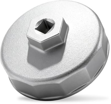 Capuchon de clé de filtre à huile - 74 mm, entraînement 3/8, 14 rainures - Outil de filtre à huile en alliage d'aluminium - Compatible avec Volkswagen, Audi, Mercedes-Benz, Porsche, Ford, Mazda