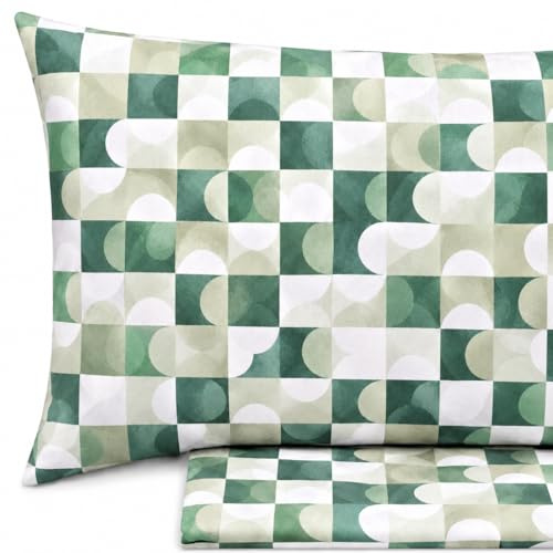 Vionara Home Set Lenzuola Matrimoniale in 100% Puro Cotone, Completo letto, Lenzuola sotto con angoli, Sopra e Federe Cuscini, Morbidezza e Comfort Naturale (M174 - Verde, Matrimoniale)