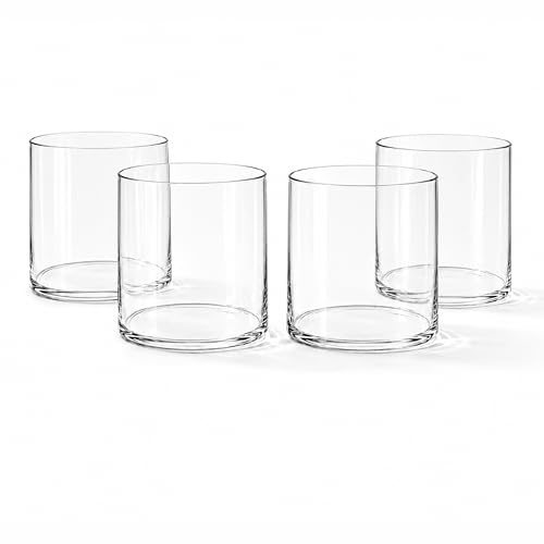 Zoha Block Glas 8er Set – niedrige, zylindrische Trinkgläser aus Glas, Wasser- & Saftgläser, spülmaschinenfest, modern – 8-teilig