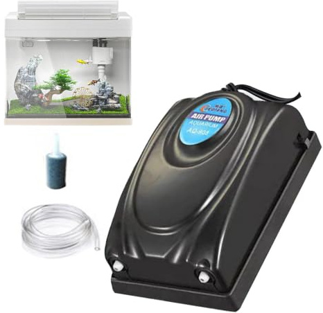 Aquarium Pump Air | Aquarium Air Pump Quiet Oxygen Pumps | Energy Efficient Fish Tank Aerator with Stone for Aquarium Fish Tank Pond Hydroponics Use
