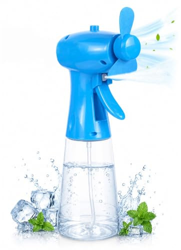 Portable Handheld Fan With Water Mist Spray, Portable Misting Fans (Blue) | Cooling Fan With Water Spray Mister, Spray Bottle with Fan Water Misting Fans For Home Office Desktop