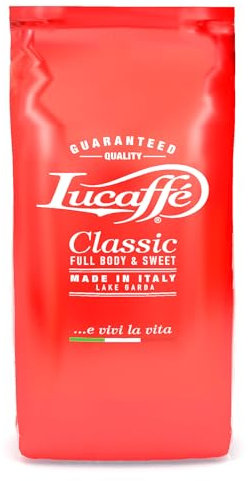 Lucaffè - Caffè in Grani Classic 1 Kg | Caffè in Chicchi Interi da macinare per Espresso Cremoso | Tostatura Media | Gusto Dolce e Corposo | Aroma Fine e Cioccolatoso
