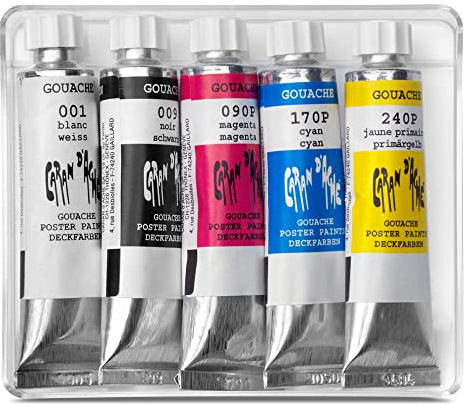 Caran Dache Primary Colours, 10ml Assorted Colours (5 Tubes/Box)