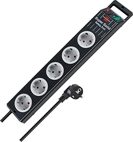 Brennenstuhl Super-Solid Line Multipresa 5 prese nera/grigio chiaro con interruttore, 1153380115