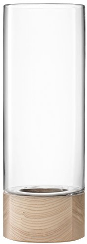LSA International Lotta Vase Inkl. Untergestell aus Holz Ø22 x 62 cm, Glas, transparent, H62cm
