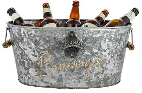 Luxury Ice Bucket Bar Area Wine Beer Bottle Cooler Gold Embossed Beverages Party Tub with Bottle Opener (CA89)