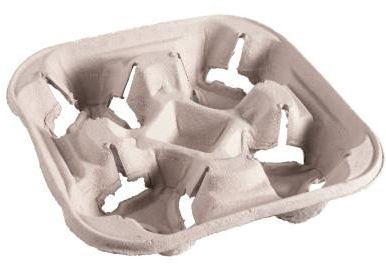 Blanc HYGIENIC Chinet-Becherhalter – 180x Becherträger ideal für Einweg-Pappbecher, kompostierbar, stabile Transporthilfe für Vier Coffee to go Becher, Maße: 21 x 21 x 4 cm