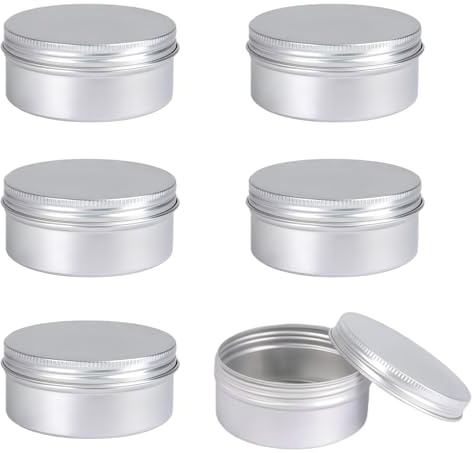 6PCS 120 ML 4oz Round Aluminum Jars Tins Cosmetic Sample Containers With Screw Top For Beard Balm Salve Lip Balm Crafts Make Up Candles Storage Bottle
