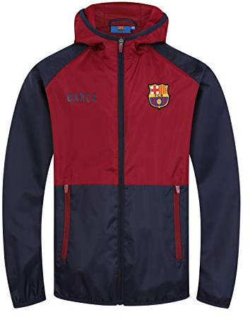 FC Barcelone Officiel - Coupe-Vent/Imperméable thème Football - garçon - Bleu Marine/Rouge - 12-13 Ans