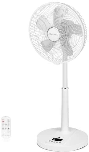 4UMOR DC Standing Fan, 16 inch Pedestal Fan with Remote Control, 20dB Quiet Floor Fan, 9 Speeds|4 Modes|9H Timer|90°Oscillation|Height Adjustable for Bedroom Home Office
