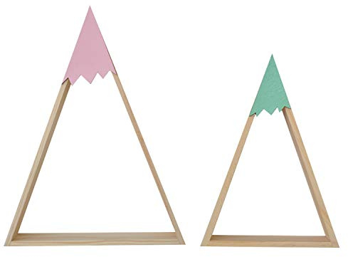 Nacnic Satz von 2 blauen und rosa Berg-Stil Wandregale. Schwebende Regale mit dreieckigem Design. Wandregal zum Aufhängen im Kinderzimmer und Babyzimmer.