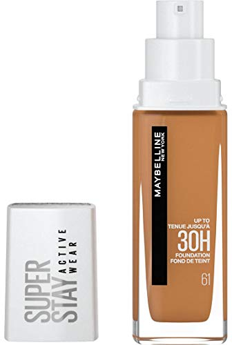 Maybelline New-York - Fond de Teint Liquide Longue Tenue, Sans Transfert, Haute Couvrance - Superstay Active Wear 30h - Teinte : Bronze Ensoleillé (61) - Contenance : 30 ml