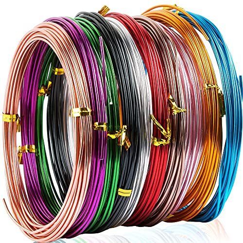 10 Colors 50 Meters Aluminium Craft Wires 1.5MM Coloured Alumina Round Wire Craft Wire for DIY Handmade Jewellery and Crafts Bicycle Motorcycle Modeling Weaving Bonsai Modeling Aluminum Wire