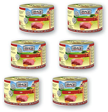 Mac's Cat Katzenfutter Rind Nassfutter Dosen 6x200g getreidefrei