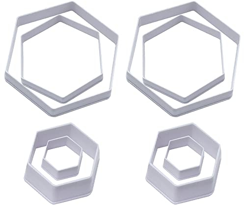 4Pcs Cookie Cutters Football Cake Cutters,Soccer Hexagon Cutter,World Cup 2022 Football Cake Mould for Kitchen Boys Kids DIY Crafts Fondant Cake Desserts Decorating Tools