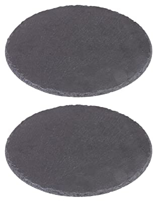 Westmark 693022E3 - Juego de 2 platos de pizarra natural con protección contra arañazos, diámetro de 30 cm, pizarra, tapas + friends, color gris