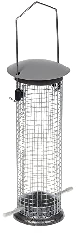 Invero Alimentador de pájaros reutilizable con filtro superior de alta calidad, árboles o soportes de jardín, alimentador de nueces para pájaros salvajes para jardines al aire libre